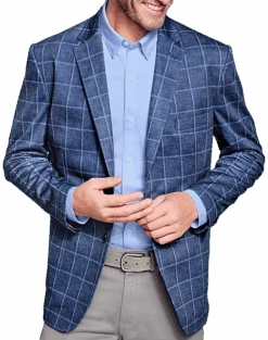 Johnston & Murphy Modern Fit XC Flex Knit Blazer, Blue Windowpane