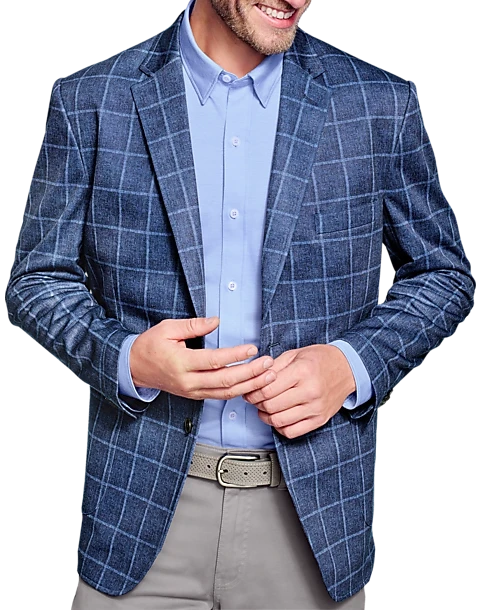Johnston & Murphy Modern Fit XC Flex Knit Blazer, Blue Windowpane 3 Johnston & Murphy Modern Fit XC Flex Knit Blazer, Blue Windowpane