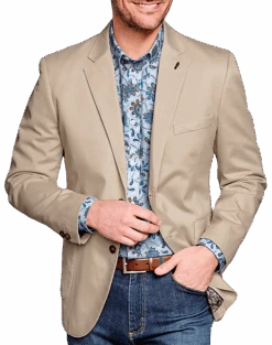 Johnston & Murphy Modern Fit Washed Cotton Blazer, Tan