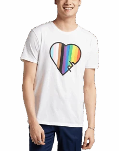 The Phluid Project Classic Fit Heart Graphic Crew, White