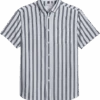 Report Collection Modern Fit Four-Way Stretch Short Sleeve Sport Shirt, Black & White Stripe 1 Report Collection Modern Fit Four-Way Stretch Short Sleeve Sport Shirt, Black & White Stripe -Male Clothing Store MW40 6PGU 10 REPORT COLLECTION WHITE MAIN