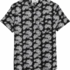 Report Collection Modern Fit Four-Way Stretch Short Sleeve Sport Shirt, Black Palm Leaf -Male Clothing Store MW40 6PGZ 02 REPORT COLLECTION BLACK MAIN