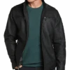 Awearness Kenneth Cole Modern Fit Moto Jacket, Black Faux Leather