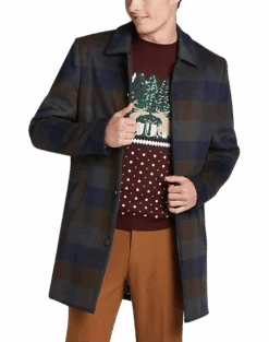 Paisley & Gray Slim Fit Topcoat, Wine Buffalo Plaid