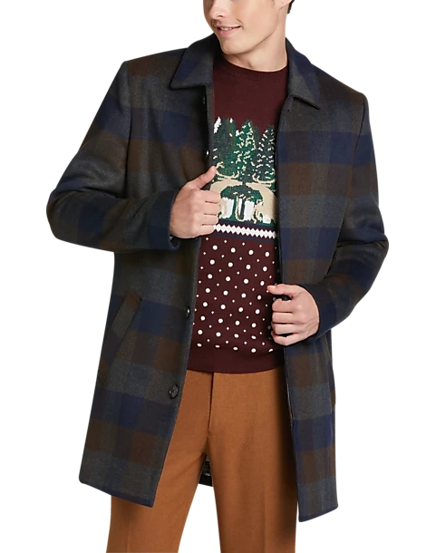 Paisley & Gray Slim Fit Topcoat, Wine Buffalo Plaid 3 Paisley & Gray Slim Fit Topcoat, Wine Buffalo Plaid