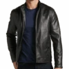 Michael Strahan Modern Fit Bomber Jacket, Black Faux Lambskin -Male Clothing Store MW40 71EE 02 MICHAEL STRAHAN BLACK SOLID MAIN 1