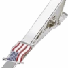 Pronto Uomo American Flag Silver Tie Bar
