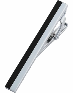 Pronto Uomo Silver & Black Tie Bar