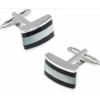 Pronto Uomo Silver, Black & Mother-Of-Pearl Cufflinks -Male Clothing Store MW40 844T 86 PRONTO UOMO SILVER BLACK MAIN