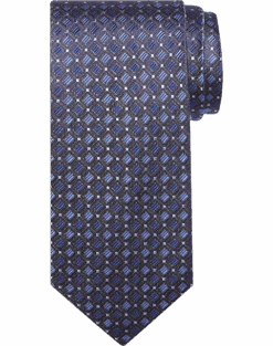 Pronto Uomo Blue & Charcoal Woven Grid Narrow Tie