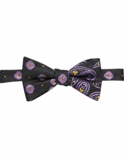 Pronto Uomo Purple & Black Scrolls Pre-Tied Bow Tie