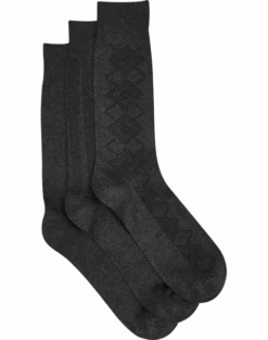 Pronto Uomo Bamboo Blend Socks 3-Pack, Charcoal Black