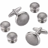 Pronto Uomo Cufflinks & Studs Set, Silver Grid -Male Clothing Store MW40 8UMG 20 PRONTO UOMO SILVER STUDSET MAIN
