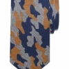 Pronto Uomo Narrow Tie, Topaz & Navy Camo -Male Clothing Store MW40 8V5D 38 PRONTO UOMO TOPAZ CAMO MAIN