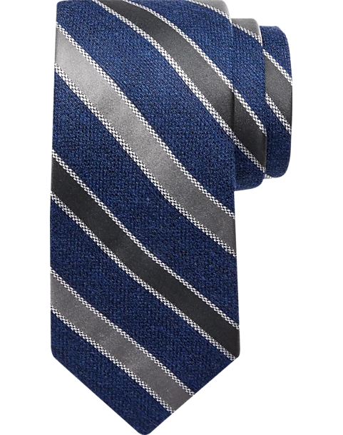 Joseph Abboud Narrow Tie, Navy & Gray Stripe 3 Joseph Abboud Narrow Tie, Navy & Gray Stripe