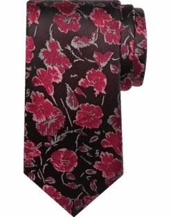 Awearness Kenneth Cole Skinny Tie, Burgundy Floral