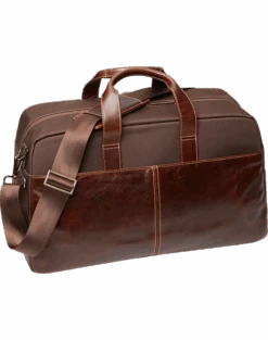 Joseph Abboud Leather & Nylon Duffel Bag, Brown