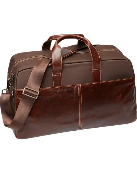 Joseph Abboud Leather & Nylon Duffel Bag, Brown 3 Joseph Abboud Leather & Nylon Duffel Bag, Brown