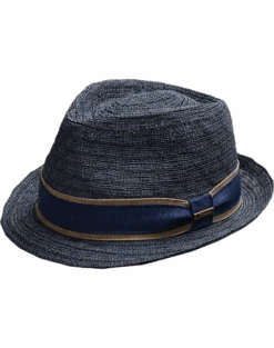 Biltmore Braided Cloth Fedora, Navy