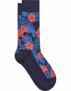 Jos. A. Bank Socks, Blue & Red Hibiscus