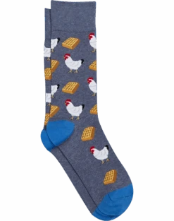 Jos. A. Bank 1-Pair Socks, Denim Heather Chicken & Waffles