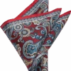 Pronto Uomo Pocket Square, Red Paisley