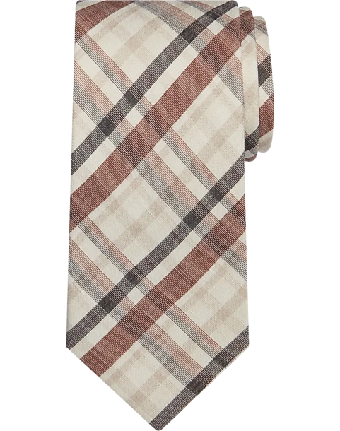 Pronto Uomo Narrow Tie, Brown Plaid 3 Pronto Uomo Narrow Tie, Brown Plaid