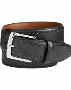 Johnston & Murphy Perforated Edge Belt, Black