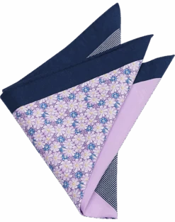 Joseph Abboud Pocket Square, Navy & Purple Multi Pattern
