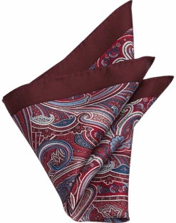Joseph Abboud Pocket Square, Burgundy Paisley