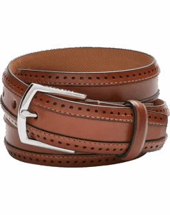 Cole Haan Perforated Edge Belt, British Tan