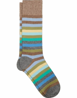 Egara Socks, Heathered Tan Stripes