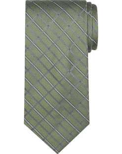 Calvin Klein Narrow Tie, Olive Plaid