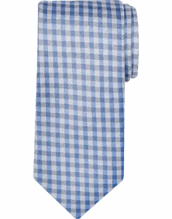 Pronto Uomo Narrow Tie, Blue Gingham