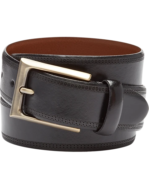 Joseph Abboud Feather Edge Leather Belt, Black 3 Joseph Abboud Feather Edge Leather Belt, Black