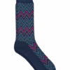 Egara Blue Multicolor Zigzag Socks, 1 Pair -Male Clothing Store MW40 8XDL 01 EGARA SAPPHIRE MAIN