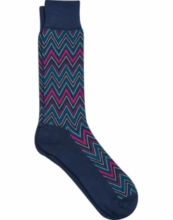 Egara Blue Multicolor Zigzag Socks, 1 Pair
