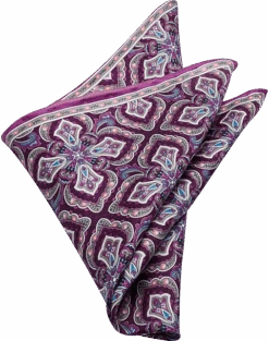 Pronto Uomo Pocket Square, Purple Oversized Medallion