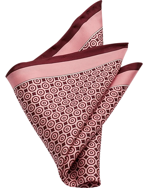 Pronto Uomo Pocket Square, Burgundy Square And Dot 3 Pronto Uomo Pocket Square, Burgundy Square And Dot
