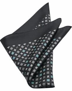 Joseph Abboud Pocket Square, Black Mini Retro Pattern