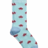 Egara Socks, Blue With Red Crabs -Male Clothing Store MW40 8XXA 08 EGARA BLUE GRASS MAIN