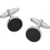 Pronto Uomo Black Onyx Round Cufflinks -Male Clothing Store MW40 8Y42 30 PRONTO UOMO BLACK SILVER MAIN