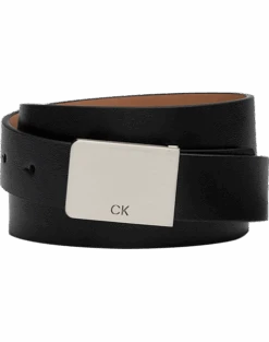 Calvin Klein Plaque Buckle Belt, Black