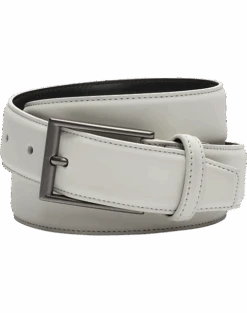Egara Feather Edge 32mm Faux Leather Belt, White