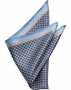 Pronto Uomo Pocket Square, Blue Check