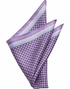 Pronto Uomo Pocket Square, Purple Check