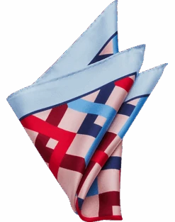 Pronto Uomo Pocket Square, Red Crisscross