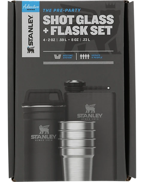Stanley Adventure Pre-Party Shot Glass And Flask Set, Black 3 Stanley Adventure Pre-Party Shot Glass And Flask Set, Black