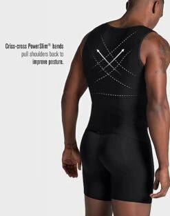 Leo By Leonisa Body Shaper Vest With Back Support, Black -Male Clothing Store MW40 8YFU 02 LEO USA BLACK ALT3